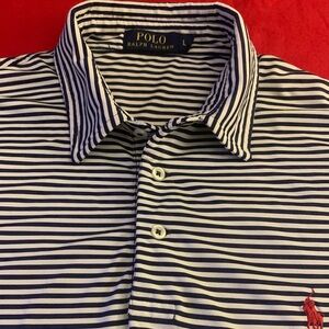 RL POLO SS Blended Polyester 3 Button Striped Polo